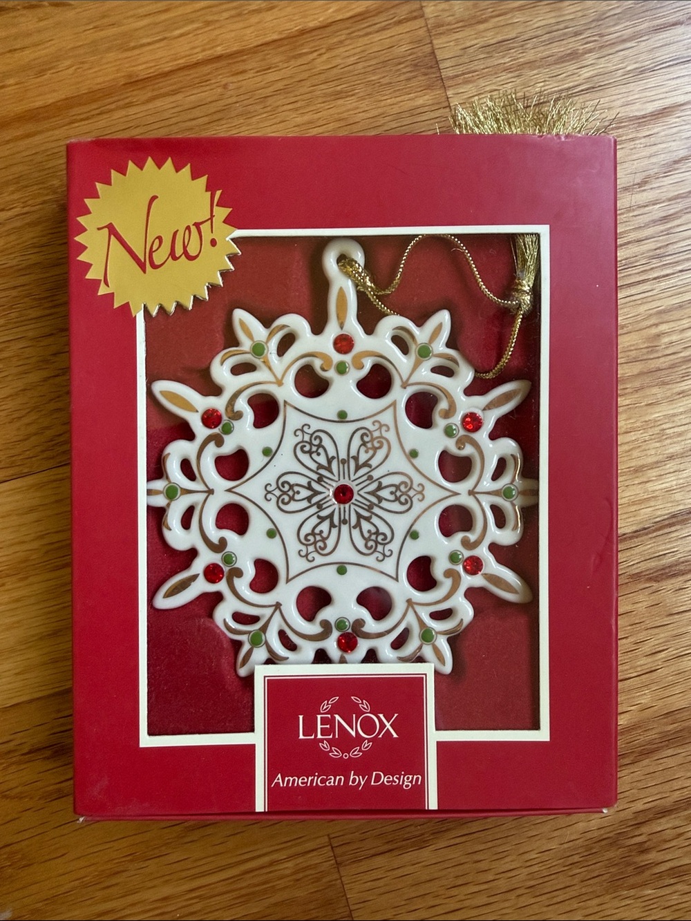 Lenox China Jewels Snowflake Ornament 4 in new in box